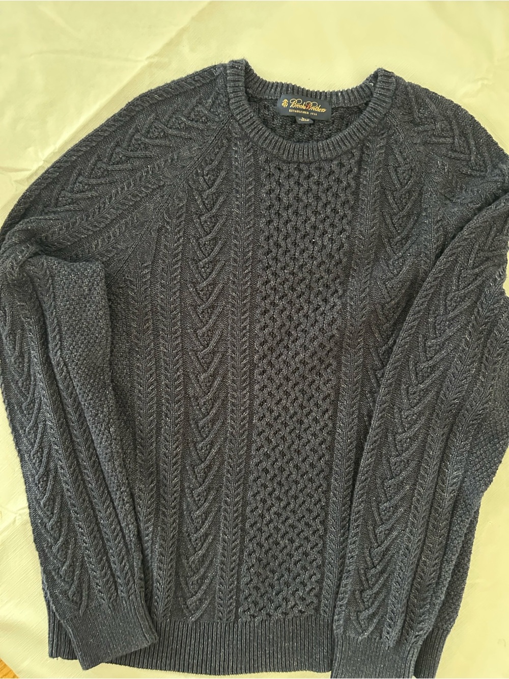 Brooks Brothers Navy Cable Knit Crewneck Sweater